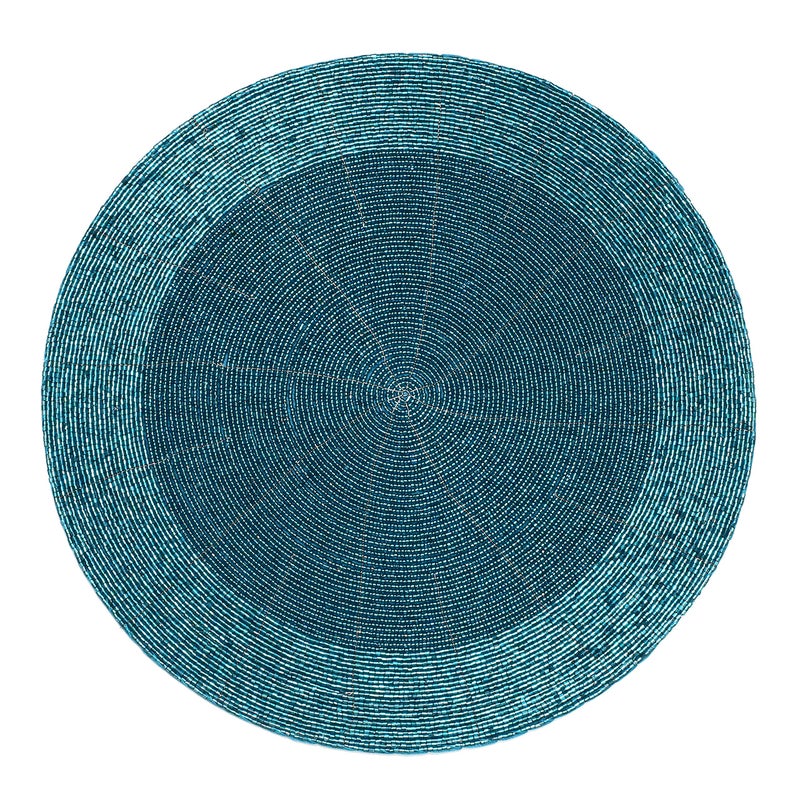 Light & Pro Lightnpro Beaded Placemats Set of 4 - Round Handmade Farmhouse Table Chargers - Decorative Glitz Placemats for Dining Table, Holiday Parties, Wedding, Kitchen & Event DÃ©cor - 13 Inch Teal - Image 5